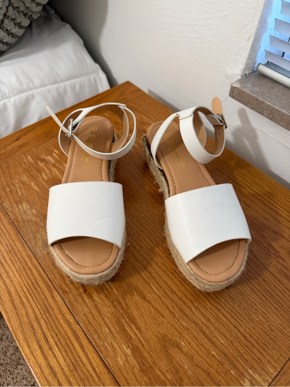 White Women's Ankle-Strap Espadrille Sandals